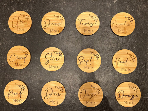 Cartes étapes bébé en bois – De 1 à 12 mois