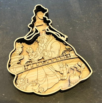 Décoration murale en bois – Scène de conte en relief 3D (10 couches)