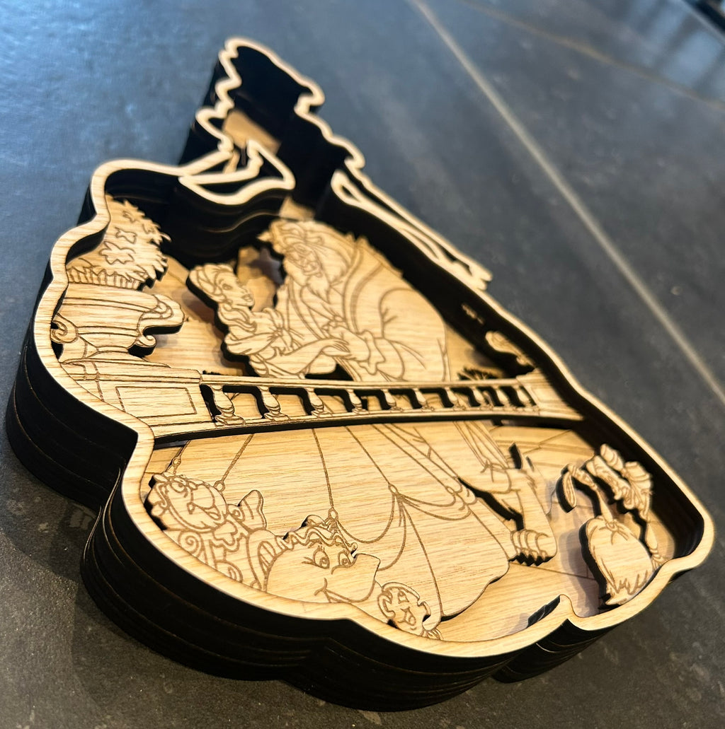 Décoration murale en bois – Scène de conte en relief 3D (10 couches)